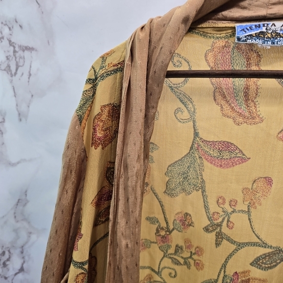 Tienda Ho Cardigan Womens Large Yellow Brown Floral Topper Wrap Vintage - Picture 2 of 13